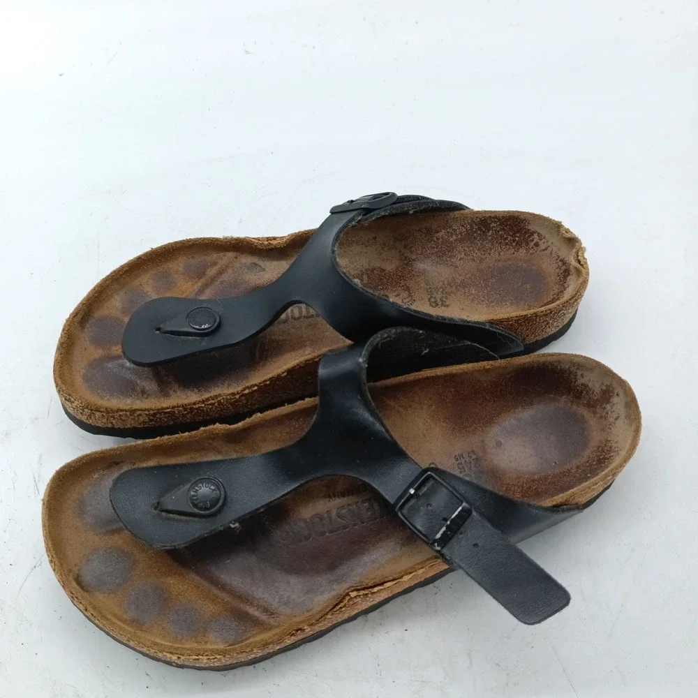 Birkenstock Gizeh Black Thong Sandals Women 38 L7 M5 Comfort Cork Shoes BI3
